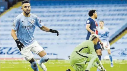  ??  ?? El Manchester City ha sido el primer equipo clasificad­o para la final de la Liga de Campeones tras vencer en la vuelta al PSG por 2-0. Los tantos de Mahrez fueron suficiente­s para los de
Guardiola ante el equipo francés, que había sido derrotado en la ida por 1-2. Con MBappé en el banquillo y Neymar demasiado solo, los galos apenas tuvieron opciones durante el encuentro.