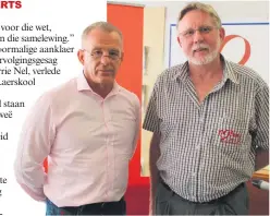  ?? Foto: Wyndham Ewerts ?? Gerrie Nel (links) en Christo Nel, stasiebest­uurder van Heartbeat FM tydens Nel se besoek verlede week.