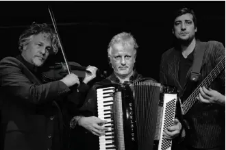  ??  ?? Performers Petrus de Beer (violin), Schalk Joubert (bass) and Stanislav Angelov (accordiao), known as World Café brings their rendition of Vivaldi’s Four Seasons to Mossel Bay.