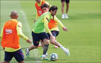  ??  ?? Lionel Messi heeft de groepstrai­ningen bij Barcelona hervat. (Foto: AD)