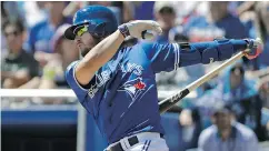  ?? CHRIS O’MEARA / THE ASSOCIATED PRESS ?? Blue Jays third baseman Josh Donaldson made his first spring training appearance Monday in Dunedin, finishing 0-for-2 with a walk as the designated hitter.