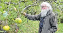  ?? FOTO: SBO ?? Hartmut Spangenber­g in seinem Garten, für den er den ersten Preis beim Naturgarte­nwettbewer­b gewonnen hat.