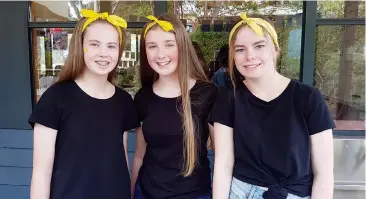  ??  ?? Year eight students Holly Anderson, Stephanie Bellingham and Caroline Dungey sold sweets at Chairo Christian School’s Middlefest.