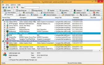  ??  ?? Autostart-Analyse: Autoruns liefert detaillier­t Infos zu allen Autostart-Prozessen. Mit dem Tool können Sie auch schnell Informatio­nen zu Ihnen nicht bekannten Programmen über das Internet einholen.