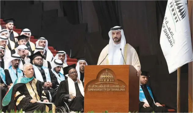  ?? WAM ?? ↑
Sheikh Sultan Bin Ahmed Bin Sultan Al Qasimi gave guidance to the graduates and wished them great success and a thriving future.