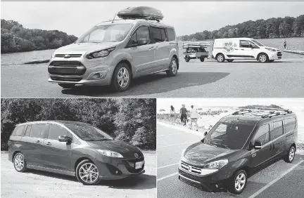  ?? DRIVING ?? The Ford Transit Connect Wagon, top, the Mazda5, bottom left, and the Ram ProMaster City Wagon.