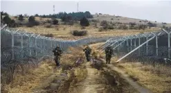  ??  ?? This photo taken on Feb 17, 2017 shows border guards patrolling along Macedonia’s southern border with Greece near Gevgelija.