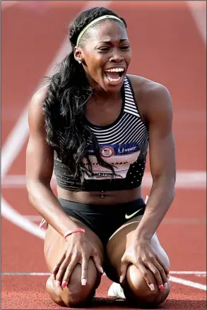  ?? AP/MARCIO JOSE SANCHEZ ?? Former University of Arkansas runner Chrishuna Williams reacts after finishing third in the women’s 800 meters at the U.S. Olympic track and field trials in July, which allowed her to earn a spot on the U.S. Olympic team for the Rio de Janeiro Games...