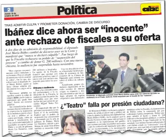  ??  ?? Facsímil de la publicació­n de 2014, en la que Acuña ratificaba que el caso debía ir a juicio oral