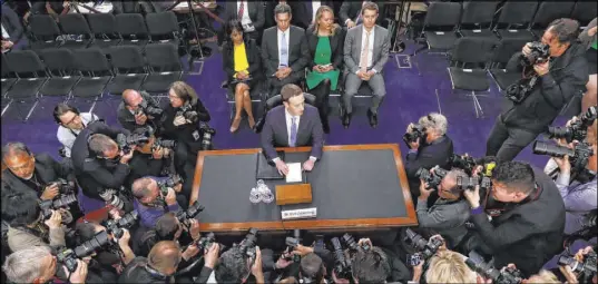  ?? Pablo Martinez ?? Facebook CEO Mark Zuckerberg arrives to testify before the Commerce and Judiciary Committees. The Associated Press