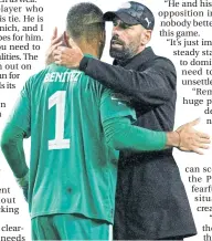  ?? ?? PSV boss, Ruud van Nistelrooy, with his keeper, Walter Benitez, after the tie at Ibrox
