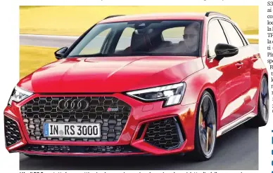  ??  ?? L’Audi RS 3 con tutta la sua cattiveria e la sua anima racing che sprizza da ogni dettaglio della carrozzeri­a