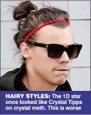  ??  ?? HAIRY STYLES: The 1D star once looked like Crystal Tipps on crystal meth. This is worse