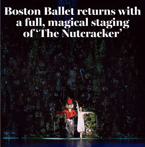  ?? PHOTOS BY BROOKE TRISOLINI/COURTESY OF BOSTON BALLET ?? Boston Ballet principal dancer Jeffrey Cirio and soloist Chisako Oga in Mikko Nissinen’s “The Nutcracker.” Below: Lia Cirio and Boston Ballet dancers during a dress rehearsal.