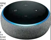  ??  ?? Listening in: The Amazon Echo device that hosts Alexa