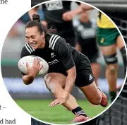  ?? GETTY IMAGES ?? Ruahei Demant scores for the Black Ferns against Australia in their last test on home soil, in August 2019.