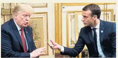  ??  ?? HEATED Donald Trump head to head with Emmanuel Macron