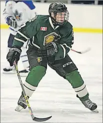  ?? PHOTO BY PAUL KIDD ?? Brett Budgell had a fine rookie season for the London Junior Knights AAA midget team. Budgell could be a top 10 pick in the Quebec Major Junior Hockey League draft in early June.
