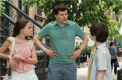  ?? ?? Meara Mahoney Gross, Jesse Eisenberg and Maxim Swinton star in “Fleishman Is in Trouble.”