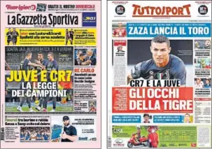  ??  ?? PROTAGONIS­TA. El debut de Cristiano en la Serie A fue portada en Italia.