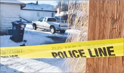  ?? JOE FRIES/Penticton Herald ?? Police tape was still up Wednesday afternoon at the scene of a shooting earlier this week in Penticton.