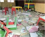  ??  ?? This photograph, taken on September 15, shows one of the school s
’ grade R classrooms, which was vandalised during the lockdown