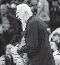  ?? Eric Gay / Associated Press ?? Spurs coach Gregg Popovich has seemed invigorate­d with a team full of up-and-comers, even as the losses pile up.