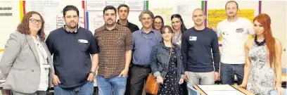  ??  ?? The Grange headteache­r Janette Vincent (left) and teacher Michael Shepherd (centre) with returning learners Simon Banks, Alex Schofield, Michael Nanson, Natalie Quick, Michelle Rigby, Helen Pierce, Jamie Would, David Taylor and Heather Jackson