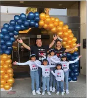  ?? COURTESY OF RIVERSIDE COUNTY ?? Sofia Rivera and Miguel Angel Avena celebrate their adoption of Evolet, 9, Izabella, 7, Quetzaly, 6, Ahura, 5, and Lucy, 3, at the Larson Justice Center in Indio on Nov. 6.