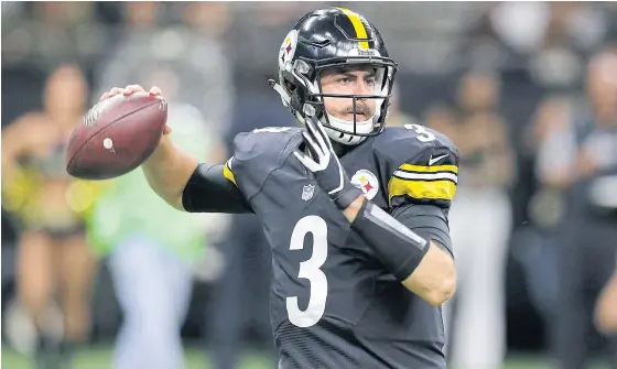  ??  ?? Back-up quarterbac­k Landry Jones will start for the Steelers against the Patriots.
