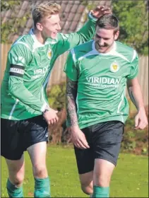  ?? Pictures: Tracey Corps ?? Left, Charing Reserves (orange) challenge Ashford United Colts in Sunday’s Sheber Challenge Trophy tie. Above, Colts celebrate a goal