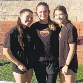  ?? MATT ROBERTSON ?? From left, Santana soccer players Taylin Warren, Morgan Hobbs and Jenna Fields.