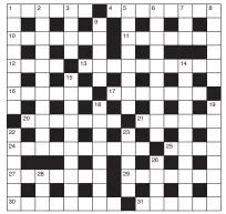  ??  ?? SOLUTION TO PUZZLE No. 8578:
ACROSS: 1 Garbled; 5 Holds up; 9 Inset; 10 Leaves out; 11 Eleven; 12 Ted Heath; 14 Patti; 15 Restorers; 18 Grease-gun; 20 Tramp; 22 Opposite; 24 Dimmer; 26 Concerned; 27 Eject; 28 Resided; 29 Resists.
DOWN: 1 Guinea-pig; 2 Respect; 3 Lotteries; 4 Dull; 5 Heaven-sent; 6 Leech; 7 Stowage; 8 Pitch; 13 Brightened; 16 Outsiders; 17 Separates; 19 Expands; 21 Armlets; 22 Occur; 23 Spend; 25 Oder.