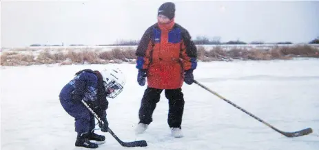  ??  ?? Chandler Stephenson, left, playing outdoor hockey as a child: “The fact he always played with older kids was probably a big benefit,” says one of his coaches.