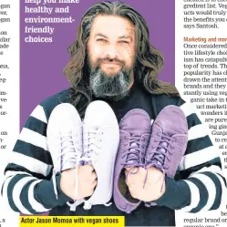  ?? ?? Actor Jason Momoa with vegan shoes