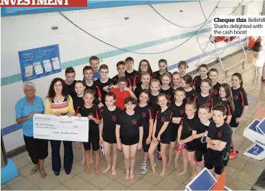  ??  ?? Cheque this Bellshill Sharks delighted with the cash boost