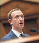  ?? USA TODAY ?? Facebook CEO Mark Zuckerberg speaks to senators Wednesday, his second day of testimony.