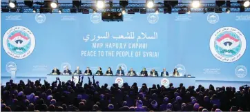  ??  ?? Participan­ts attend a session of the Syrian Congress of National Dialogue in the Black Sea resort of Sochi, Russia, on January 30, 2018. AFP