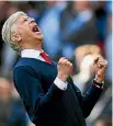  ??  ?? Joy for Arsenal manager Arsene Wenger, above, at Wembley meant despair for Manchester City and Kevin de Bruyne, below.