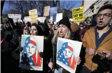  ?? AP ?? A rally protesting against the Trump immigratio­n policies, in February. Uncertaint­y about policies raises concerns whether students from the Middle East may be deterred from US study