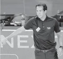  ?? KEVIN C. COX/GETTY ?? Heat coach Erik Spoelstra reacts during the game against the Nuggets at the ESPN Wide World of Sports Complex on Saturday.