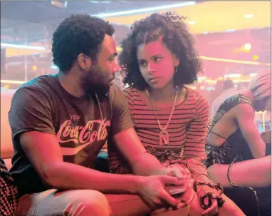  ?? PICTURE: GUY D’ALEMA/FX ?? Donald Glover and Zazie Beetz, above, and Lakeith Stanfield, left, in scenes from Atlanta.