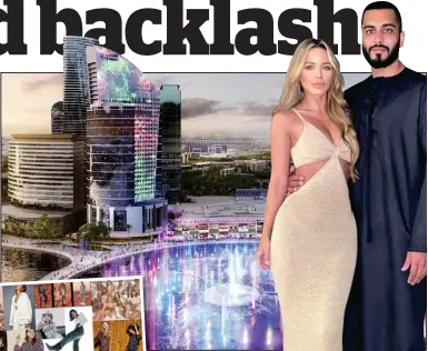 ??  ?? Controvers­y: Umar Kamani and Arabic model girlfriend Nada Adelle were reportedly present at the event in a luxury hotel in Dubai and (left) the invitation sent out to suppliers
