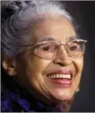  ?? KHUE BUI — THE ASSOCIATED PRESS FILE ?? In a file photo Rosa Parks smiles during a Capitol Hill ceremony where Parks was honored with the Congressio­nal Gold Medal in Washington.