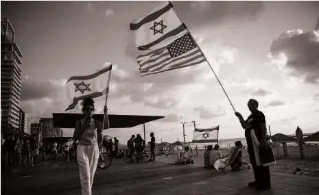  ?? Reuters ?? A protest in Tel Aviv against Israel’s judicial overhaul before Mr Netanyahu’s meeting with Mr Biden in New York in September