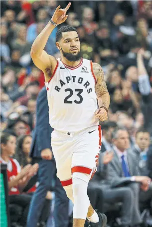  ?? RICK MADONIK TORONTO STAR FILE PHOTO ?? Keeping free agent guard Fred VanVleet around is one of the Raptors’ biggest off-season goals, but the team needs to show it can bring in top-end talent, too, Doug Smith writes.