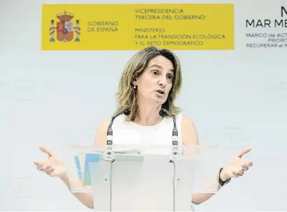  ?? Marcial nLillén / EFE ?? La ministra per a la Transició Ecològica, Teresa Ribera