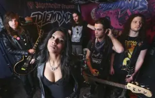  ?? RICHARD LAUTENS/TORONTO STAR ?? Toronto band Diemonds, whose members are, from left, C.C. Diemond, Priya Panda, Aiden Tranquada, Tommy Cee and Daniel Dekay, will release its first album with a producer in the spring.