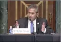  ?? Contribute­d photo ?? Federal Bureau of Prisons Director Michael Carvajal answers questions during a Judiciary Committee hearing on Thursday.