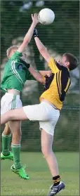  ??  ?? Jack Doyle (Kilross Gaels) and Eoin French (Adamstown) battling in the air.